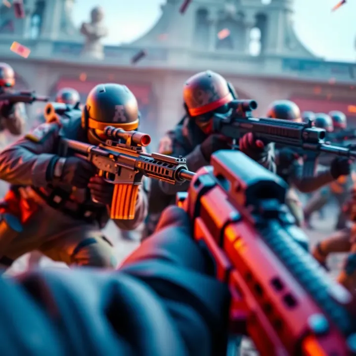 Action-packed multiplayer combat in Mini Militia showcasing vibrant weapons and intense gameplay
