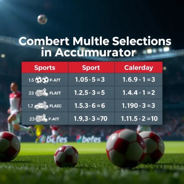Graphic illustrating multiple sports selections combined in an accumulator bet